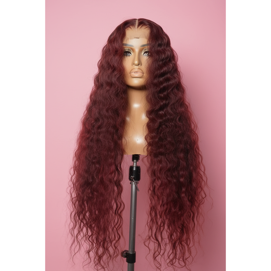 Burgundy Deepwave HD Frontal Wig -13 x 4